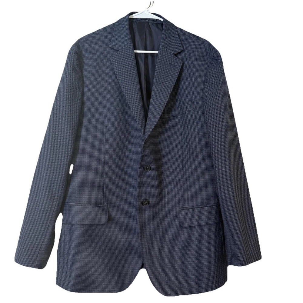 Jos. A Bank Blazer Suit Sport Coat Mens 44R Blue Micro Houndstooth Tailored Fit